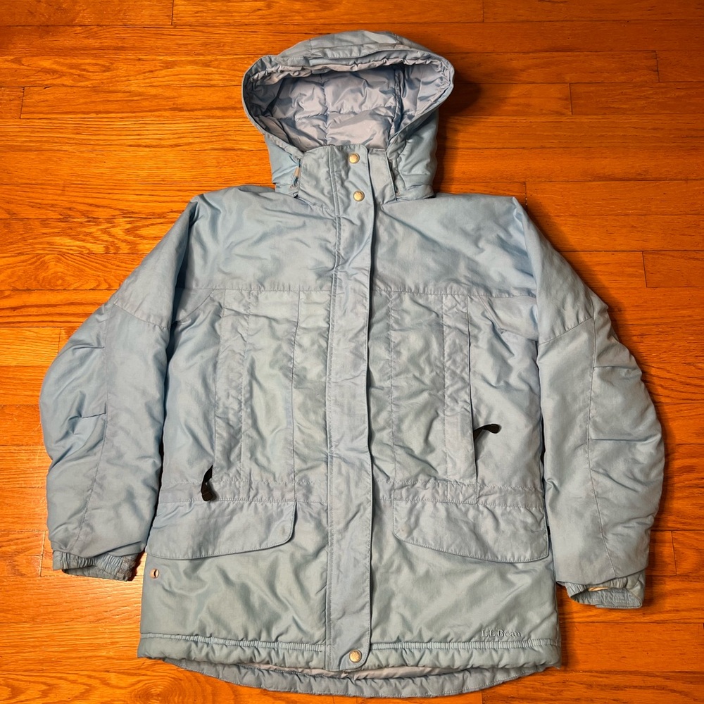 Light Blue Hooded Winter Jacket LLBean